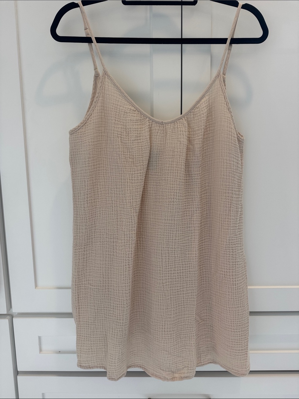 Beige Textured Gauze Swim Cover Up